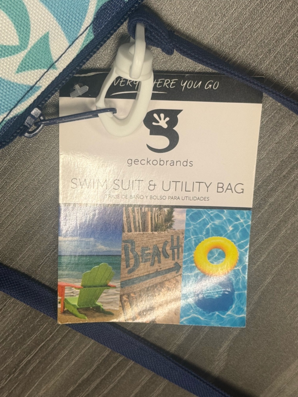 Geckobrands Blue & Teal Patterned Swim Suit & Utility Bag Wristlet Clutch - Picture 3 of 6